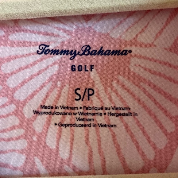 Tommy Bahama Golf Pink & White Patterned Sleeveless Quarter Zip Top, Size S - Picture 4 of 5